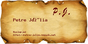 Petre Júlia névjegykártya